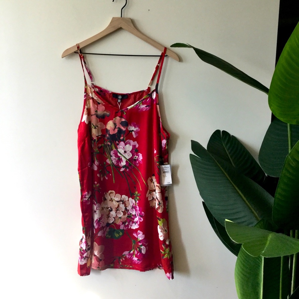 Missguided Red floral slip dress